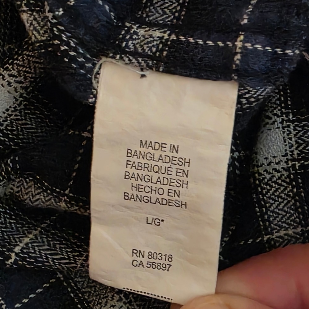 Lucky Brand Mens Large Saturday Stretch Flannel Shirt Long Sleeve Plaid Blue - Picture 5 of 5